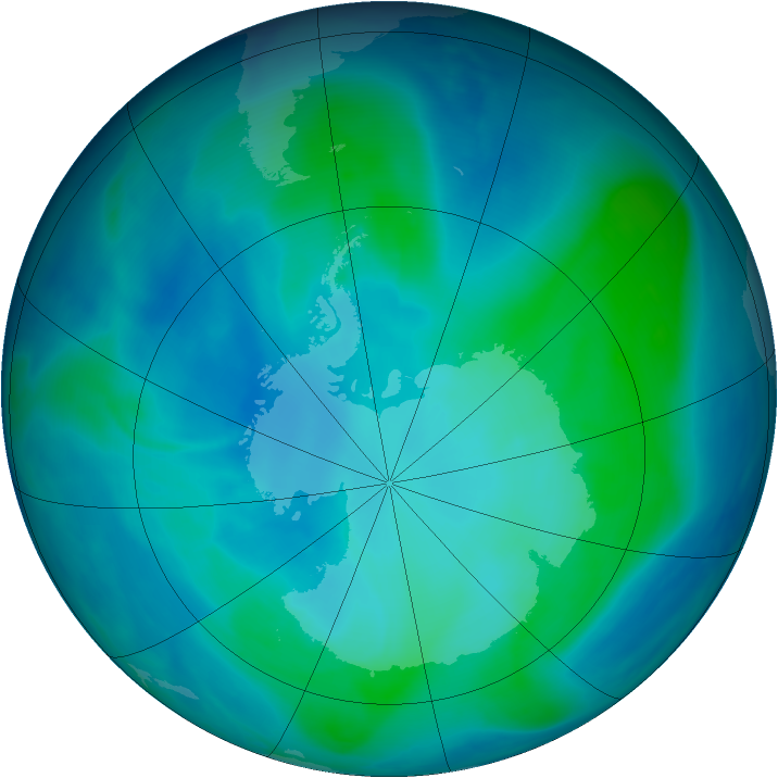Antarctic ozone map for 07 February 2007
